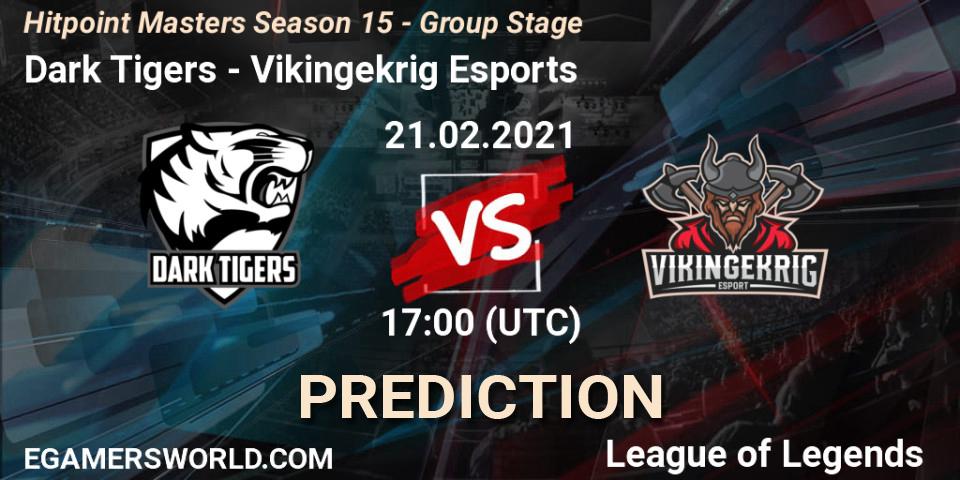 Dark Tigers vs Vikingekrig Esports: Betting TIp, Match Prediction. 21.02.2021 at 18:00. LoL, Hitpoint Masters Season 15 - Group Stage