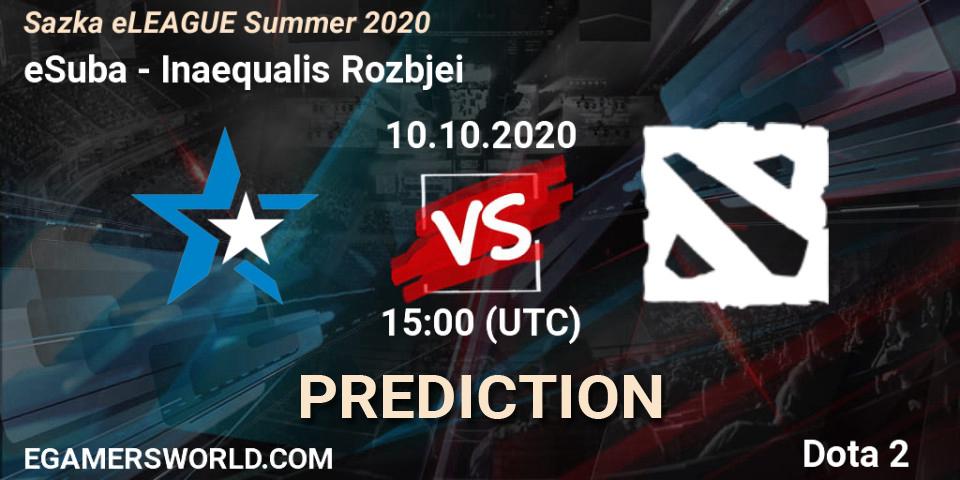 eSuba vs Inaequalis Rozbíječi: Betting TIp, Match Prediction. 10.10.2020 at 15:24. Dota 2, Sazka eLEAGUE Summer 2020