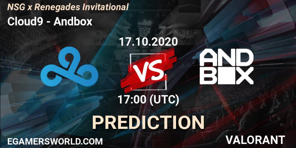 Cloud9 vs Andbox: Betting TIp, Match Prediction. 17.10.2020 at 17:00. VALORANT, NSG x Renegades Invitational