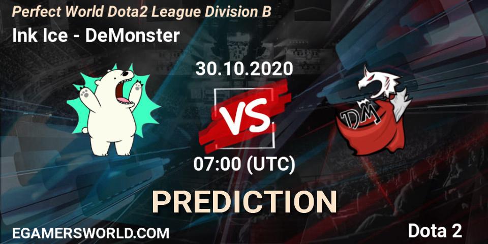 Ink Ice vs DeMonster: Betting TIp, Match Prediction. 30.10.20. Dota 2, Perfect World Dota2 League Division B