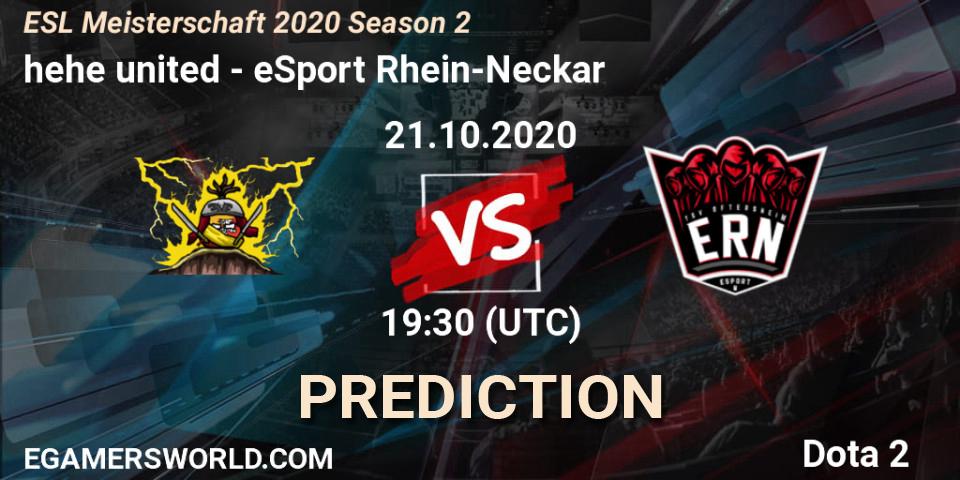 hehe united vs eSport Rhein-Neckar: Betting TIp, Match Prediction. 21.10.2020 at 19:42. Dota 2, ESL Meisterschaft 2020 Season 2