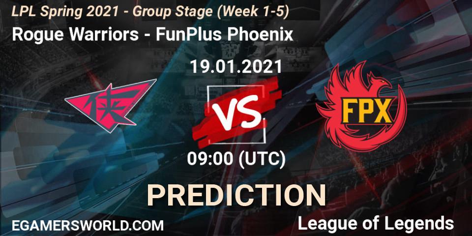 Rogue Warriors vs FunPlus Phoenix: Betting TIp, Match Prediction. 19.01.21. LoL, LPL Spring 2021 - Group Stage (Week 1-5)