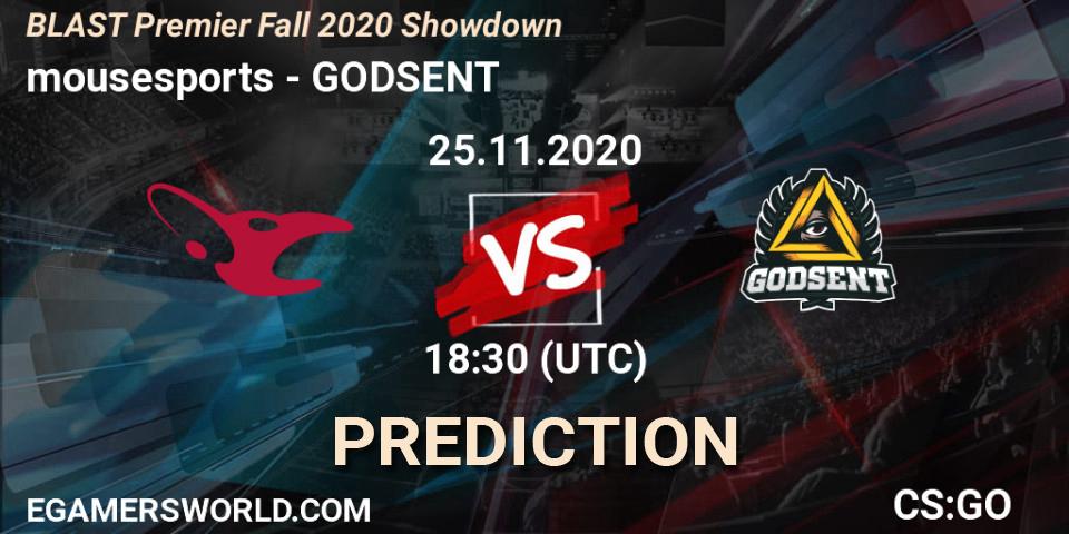 mousesports vs GODSENT: Betting TIp, Match Prediction. 25.11.20. CS2 (CS:GO), BLAST Premier Fall 2020 Showdown