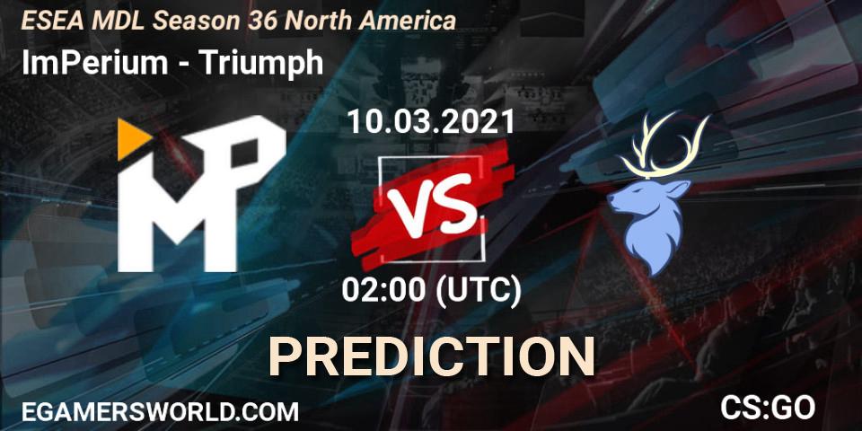 ImPerium vs Triumph: Betting TIp, Match Prediction. 14.03.21. CS2 (CS:GO), MDL ESEA Season 36: North America - Premier Division