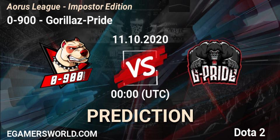 0-900 vs Gorillaz-Pride: Betting TIp, Match Prediction. 11.10.2020 at 00:19. Dota 2, Aorus League - Impostor Edition
