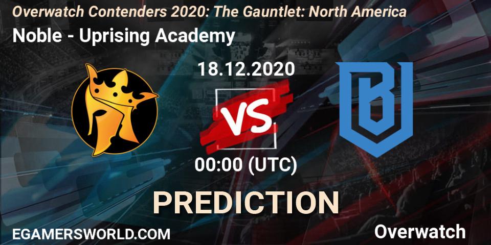 Noble vs Uprising Academy: Betting TIp, Match Prediction. 18.12.20. Overwatch, Overwatch Contenders 2020: The Gauntlet: North America