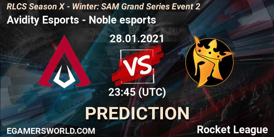 Avidity Esports vs Noble esports: Betting TIp, Match Prediction. 28.01.2021 at 23:45. Rocket League, RLCS Season X - Winter: SAM Grand Series Event 2