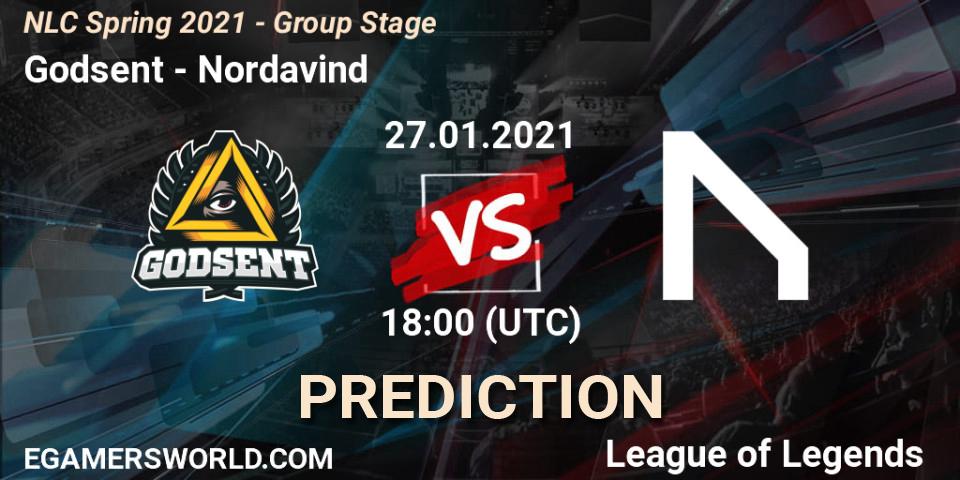Godsent vs Nordavind: Betting TIp, Match Prediction. 27.01.2021 at 18:00. LoL, NLC Spring 2021 - Group Stage