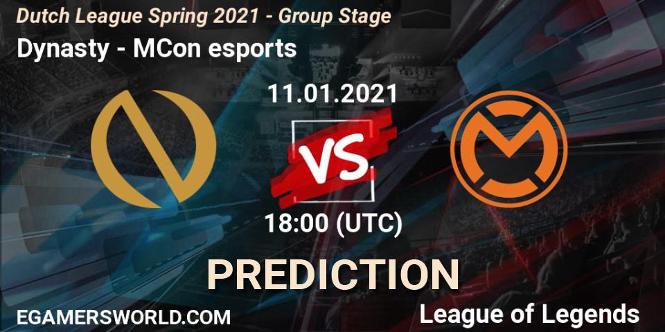 Dynasty vs mCon esports Rotterdam: Betting TIp, Match Prediction. 12.01.2021 at 18:00. LoL, Dutch League Spring 2021 - Group Stage