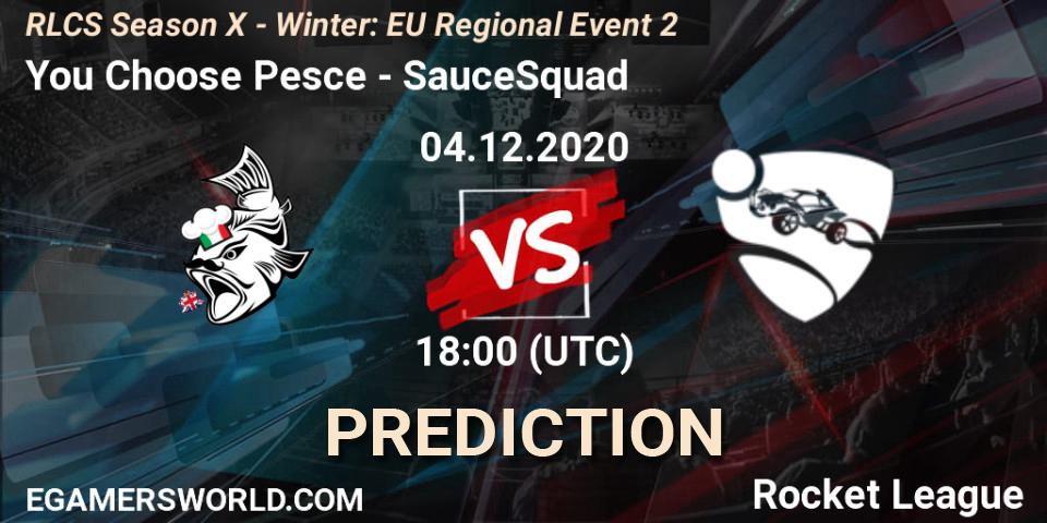 You Choose Pesce vs SauceSquad: Betting TIp, Match Prediction. 04.12.20. Rocket League, RLCS Season X - Winter: EU Regional Event 2