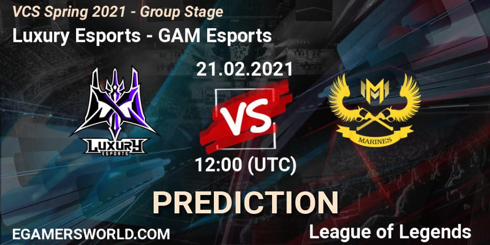 Luxury Esports vs GAM Esports: Betting TIp, Match Prediction. 21.02.2021 at 13:00. LoL, VCS Spring 2021 - Group Stage