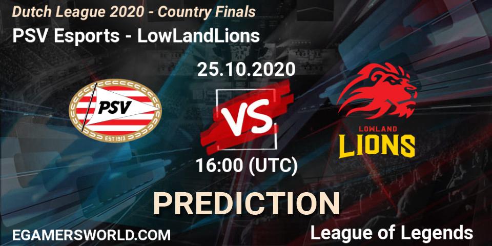 PSV Esports vs LowLandLions: Betting TIp, Match Prediction. 25.10.2020 at 17:03. LoL, Dutch League 2020 - Country Finals