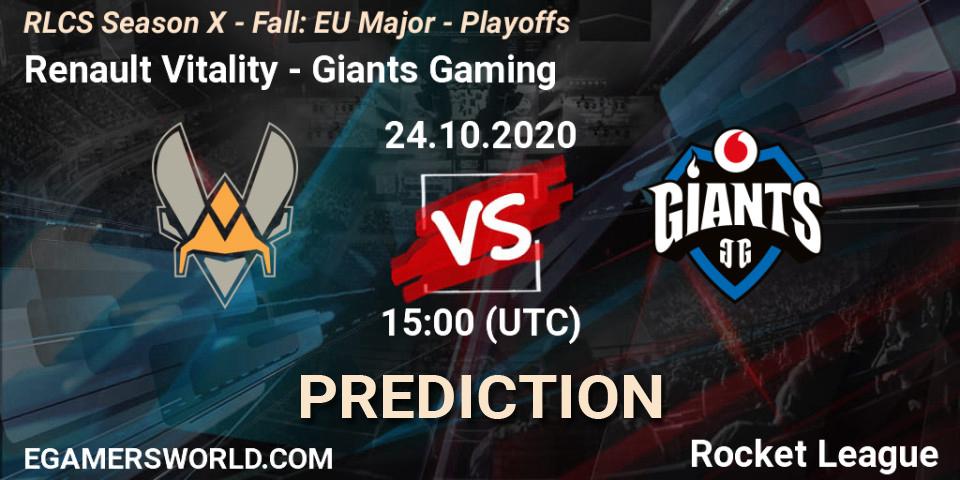 Renault Vitality vs Giants Gaming: Betting TIp, Match Prediction. 24.10.20. Rocket League, RLCS Season X - Fall: EU Major - Playoffs