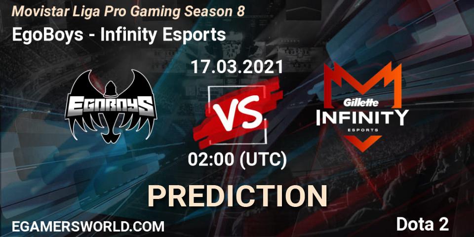 EgoBoys vs Infinity Esports: Betting TIp, Match Prediction. 16.03.21. Dota 2, Movistar Liga Pro Gaming Season 8