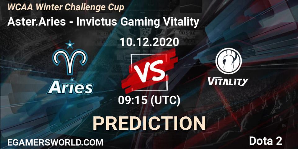 Aster.Aries vs Invictus Gaming Vitality: Betting TIp, Match Prediction. 10.12.2020 at 09:16. Dota 2, WCAA Winter Challenge Cup