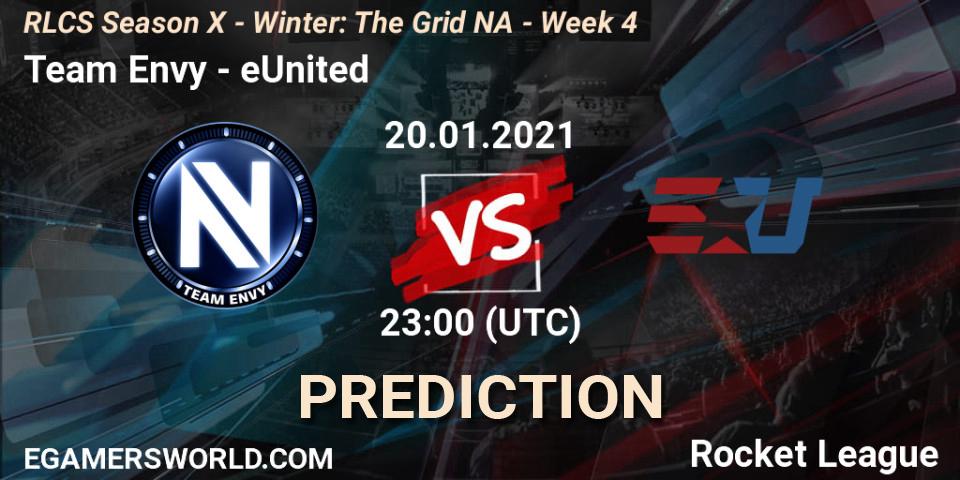 Team Envy vs eUnited: Betting TIp, Match Prediction. 20.01.2021 at 23:00. Rocket League, RLCS Season X - Winter: The Grid NA - Week 4