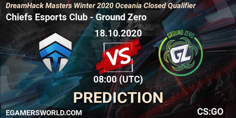 Chiefs Esports Club vs Ground Zero: Betting TIp, Match Prediction. 18.10.2020 at 08:00. Counter-Strike (CS2), DreamHack Masters Winter 2020 Oceania Closed Qualifier