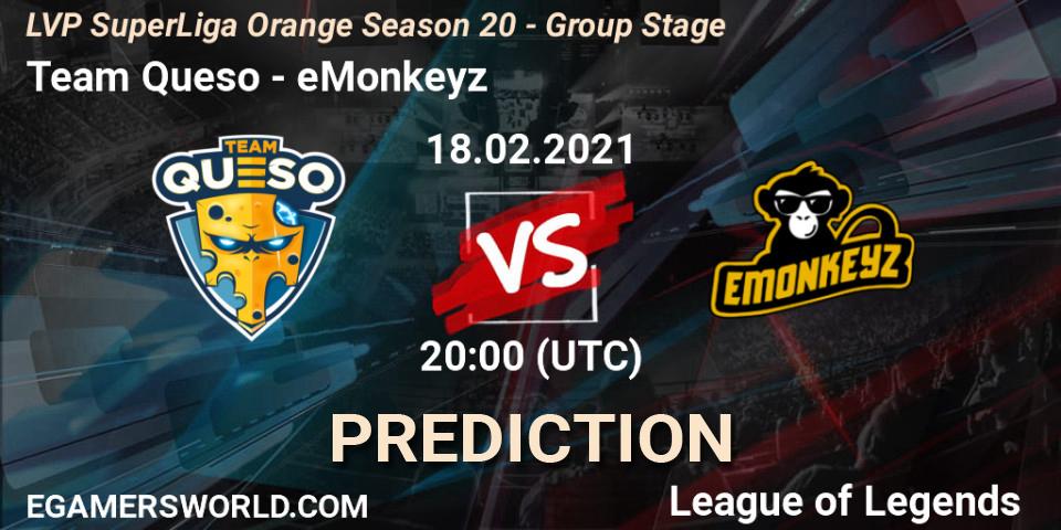 Team Queso vs eMonkeyz: Betting TIp, Match Prediction. 18.02.21. LoL, LVP SuperLiga Orange Season 20 - Group Stage