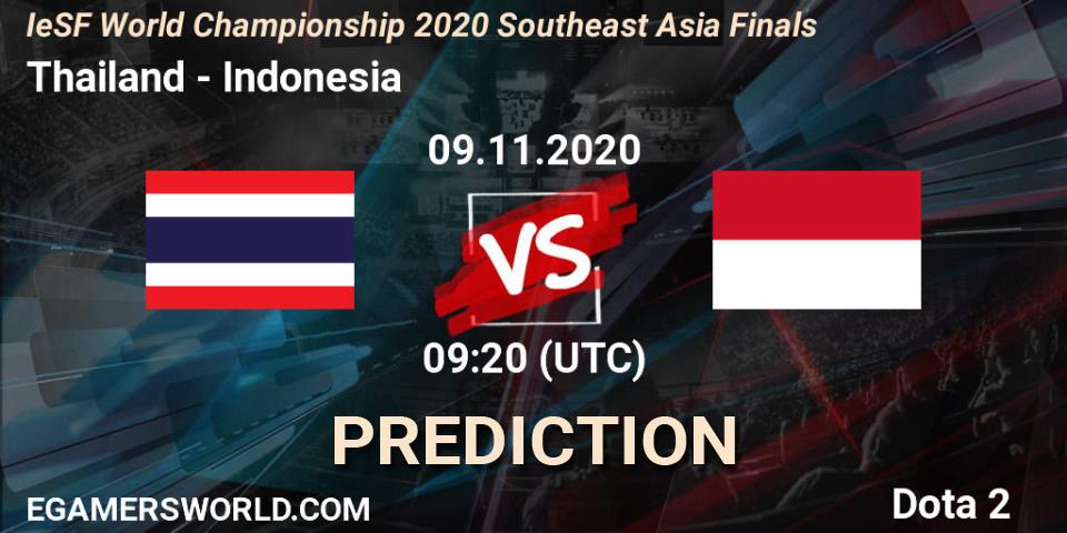 Thailand vs Indonesia: Betting TIp, Match Prediction. 09.11.2020 at 10:00. Dota 2, IeSF World Championship 2020 Southeast Asia Finals