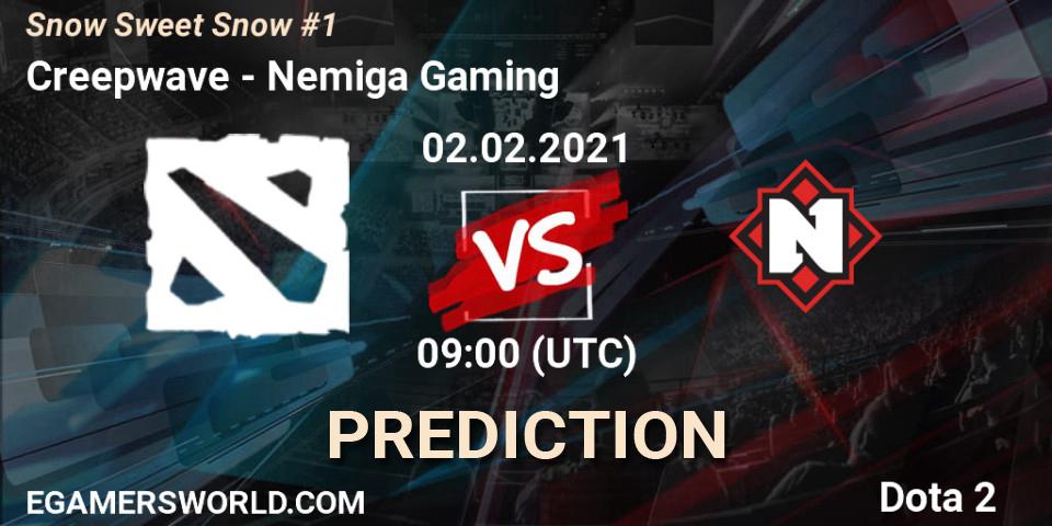 Creepwave vs Nemiga Gaming: Betting TIp, Match Prediction. 02.02.2021 at 09:00. Dota 2, Snow Sweet Snow #1