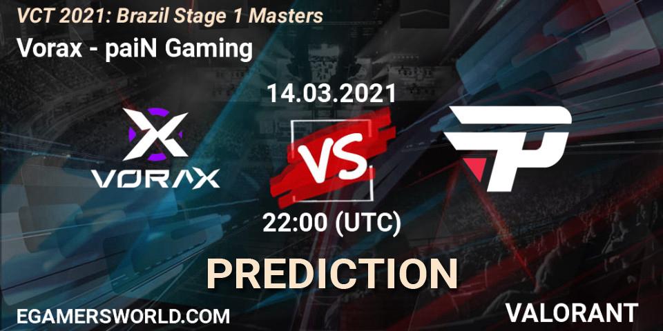 Vorax vs paiN Gaming: Betting TIp, Match Prediction. 14.03.2021 at 22:00. VALORANT, VCT 2021: Brazil Stage 1 Masters