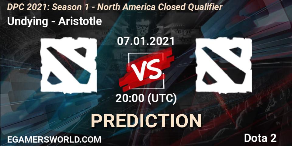 Undying vs Aristotle: Betting TIp, Match Prediction. 07.01.2021 at 20:29. Dota 2, DPC 2021: Season 1 - North America Closed Qualifier