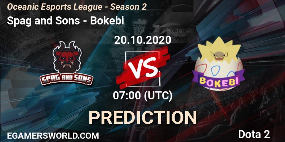 Spag and Sons vs Bokebi: Betting TIp, Match Prediction. 20.10.2020 at 07:01. Dota 2, Oceanic Esports League - Season 2