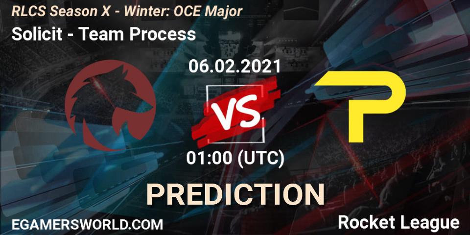 Solicit vs Team Process: Betting TIp, Match Prediction. 06.02.2021 at 01:00. Rocket League, RLCS Season X - Winter: OCE Major