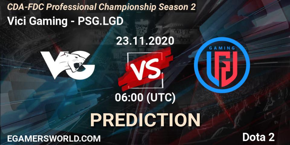 Vici Gaming vs PSG.LGD: Betting TIp, Match Prediction. 23.11.2020 at 06:12. Dota 2, CDA-FDC Professional Championship Season 2