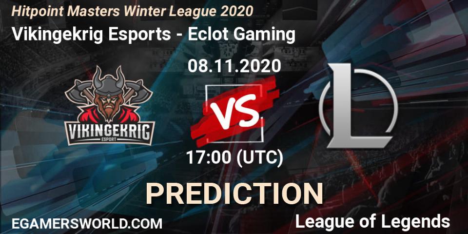 Vikingekrig Esports vs Eclot Gaming: Betting TIp, Match Prediction. 08.11.2020 at 16:45. LoL, Hitpoint Masters Winter League 2020
