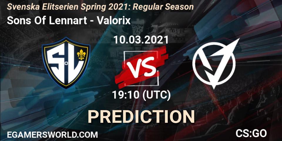 Sons Of Lennart vs Valorix: Betting TIp, Match Prediction. 10.03.21. CS2 (CS:GO), Svenska Elitserien Spring 2021: Regular Season