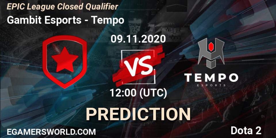 Gambit Esports vs Tempo: Betting TIp, Match Prediction. 09.11.20. Dota 2, EPIC League Closed Qualifier