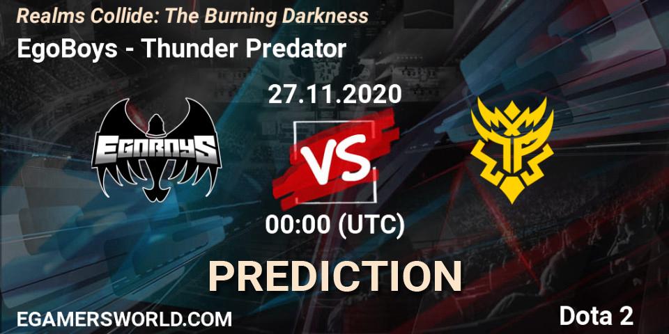 EgoBoys vs Thunder Predator: Betting TIp, Match Prediction. 27.11.20. Dota 2, Realms Collide: The Burning Darkness