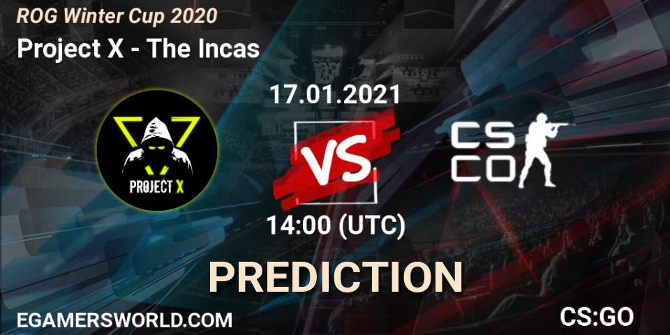 Project X vs The Incas: Betting TIp, Match Prediction. 17.01.2021 at 10:00. Counter-Strike (CS2), ROG Winter Cup 2020