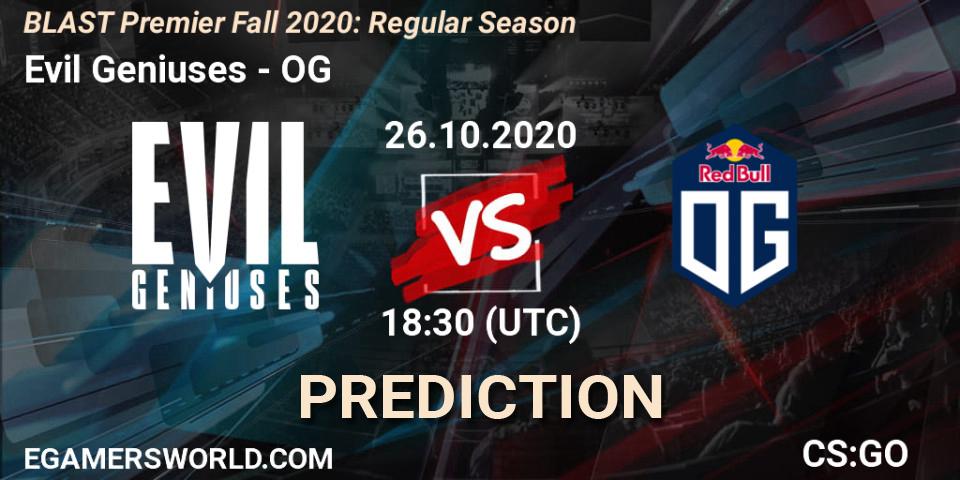 Evil Geniuses vs OG: Betting TIp, Match Prediction. 26.10.20. CS2 (CS:GO), BLAST Premier Fall 2020: Regular Season