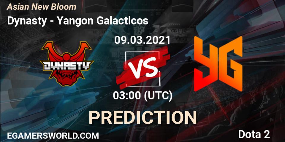 Dynasty vs Yangon Galacticos: Betting TIp, Match Prediction. 09.03.2021 at 03:22. Dota 2, Asian New Bloom