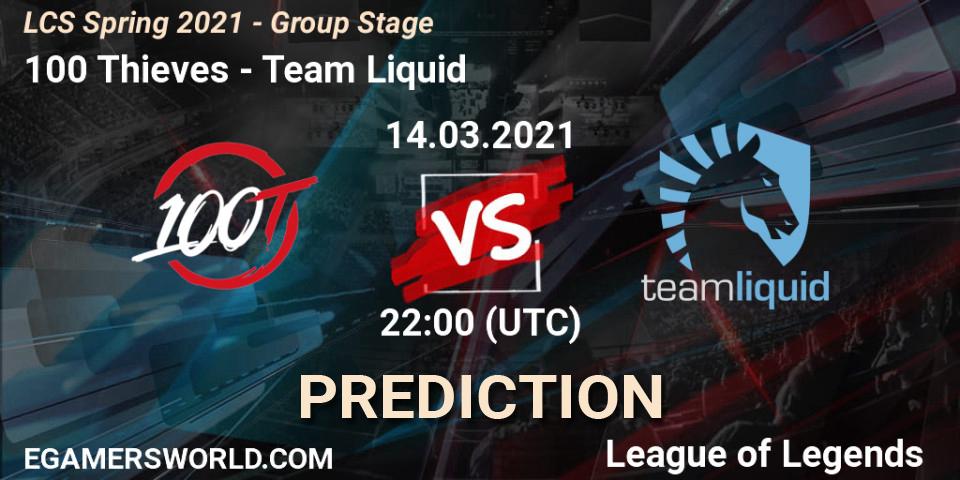 100 Thieves vs Team Liquid: Betting TIp, Match Prediction. 14.03.2021 at 22:00. LoL, LCS Spring 2021 - Group Stage