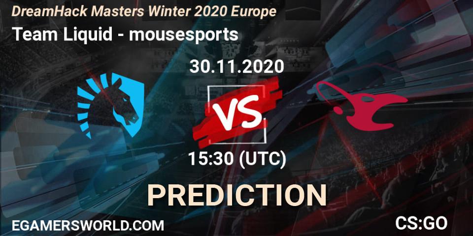 Team Liquid vs mousesports: Betting TIp, Match Prediction. 30.11.20. CS2 (CS:GO), DreamHack Masters Winter 2020 Europe