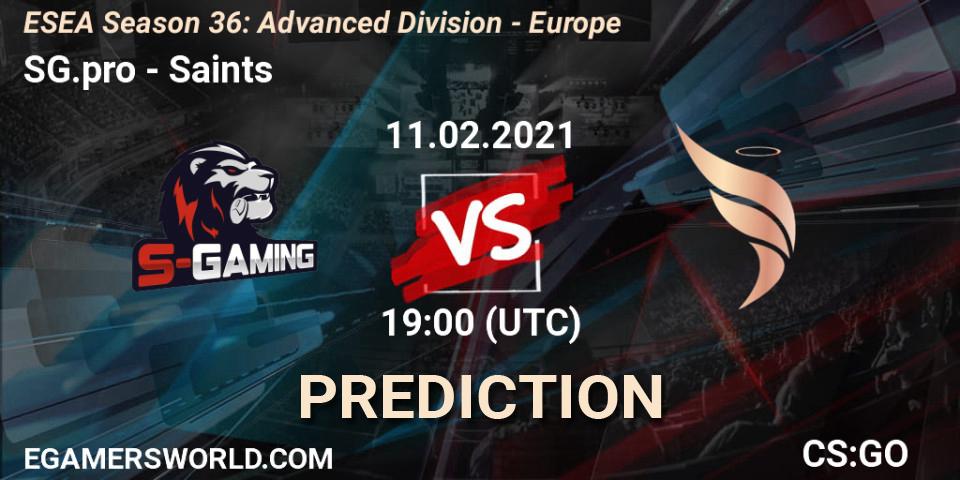 SG.pro vs Saints: Betting TIp, Match Prediction. 11.02.21. CS2 (CS:GO), ESEA Season 36: Europe - Advanced Division