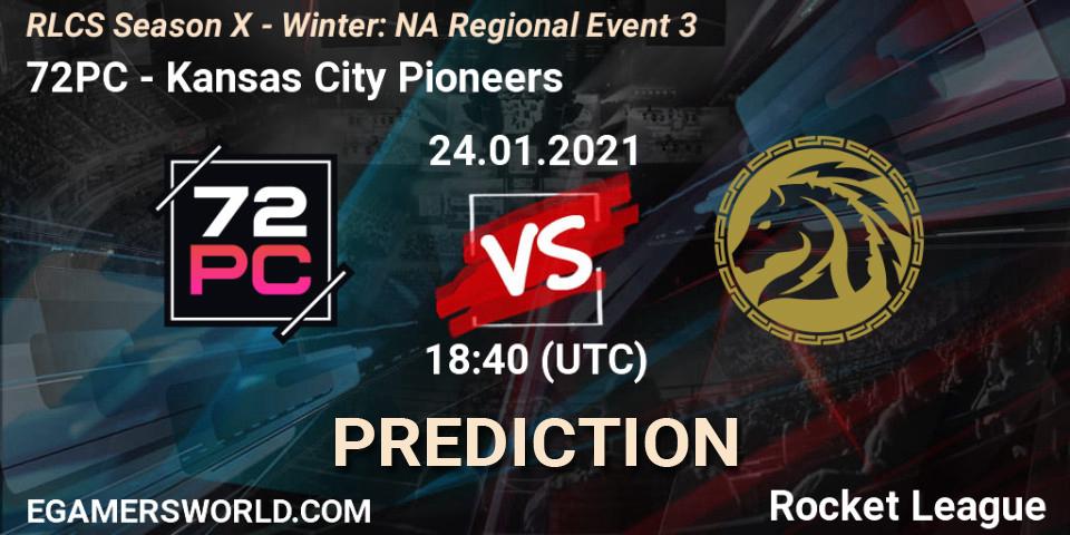 72PC vs Kansas City Pioneers: Betting TIp, Match Prediction. 24.01.2021 at 18:40. Rocket League, RLCS Season X - Winter: NA Regional Event 3