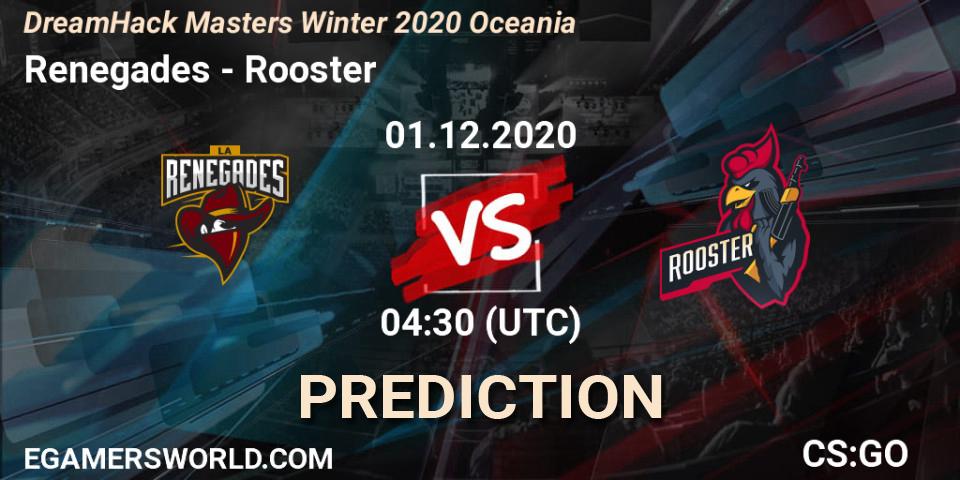 Renegades vs Rooster: Betting TIp, Match Prediction. 01.12.2020 at 04:30. Counter-Strike (CS2), DreamHack Masters Winter 2020 Oceania