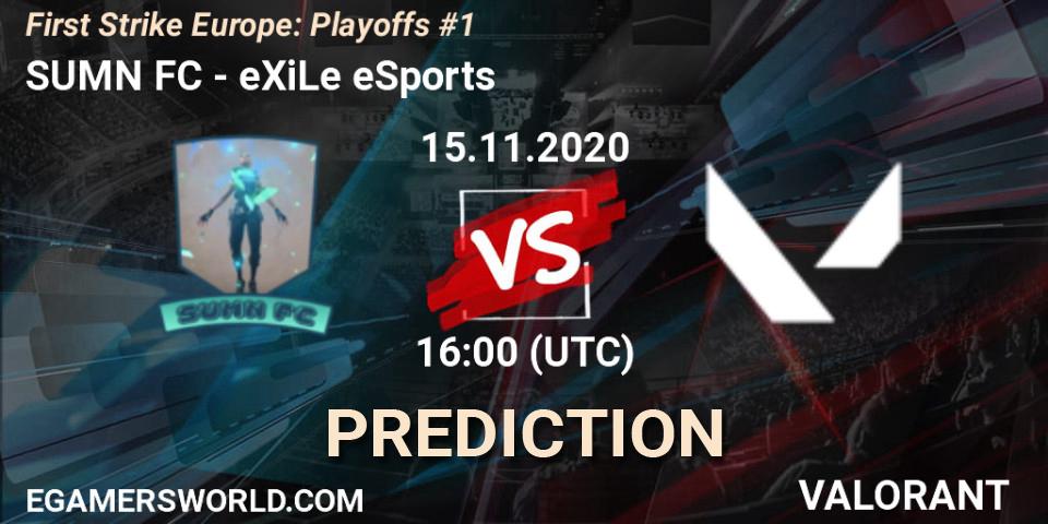 SUMN FC vs eXiLe eSports: Betting TIp, Match Prediction. 15.11.2020 at 19:00. VALORANT, First Strike Europe: Playoffs #1