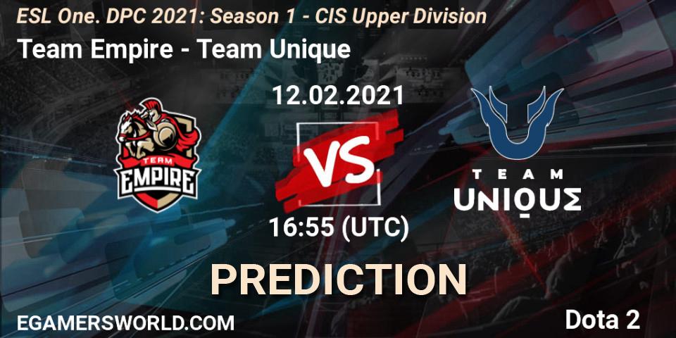 Team Empire vs Team Unique: Betting TIp, Match Prediction. 12.02.21. Dota 2, ESL One. DPC 2021: Season 1 - CIS Upper Division