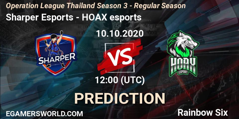 Sharper Esports vs HOAX esports: Betting TIp, Match Prediction. 10.10.2020 at 12:00. Rainbow Six, Operation League Thailand Season 3 - Regular Season