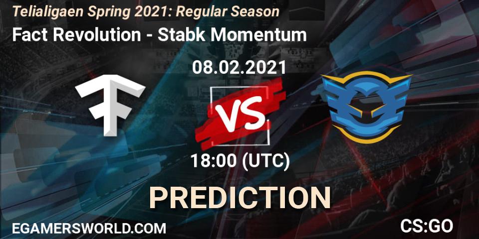 Fact Revolution vs Stabæk Momentum: Betting TIp, Match Prediction. 08.02.2021 at 18:00. Counter-Strike (CS2), Telialigaen Spring 2021: Regular Season