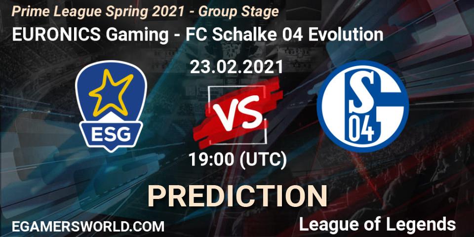 EURONICS Gaming vs FC Schalke 04 Evolution: Betting TIp, Match Prediction. 23.02.21. LoL, Prime League Spring 2021 - Group Stage