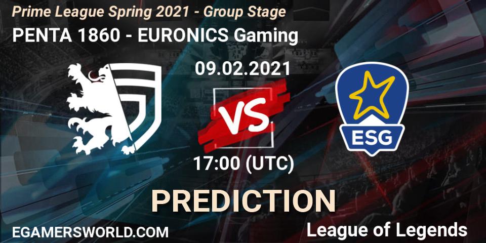 PENTA 1860 vs EURONICS Gaming: Betting TIp, Match Prediction. 09.02.21. LoL, Prime League Spring 2021 - Group Stage