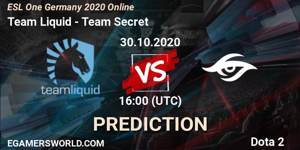 Team Liquid vs Team Secret: Betting TIp, Match Prediction. 30.10.20. Dota 2, ESL One Germany 2020 Online