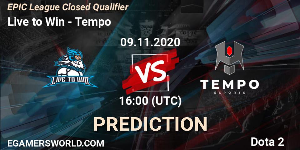 Live to Win vs Tempo: Betting TIp, Match Prediction. 09.11.20. Dota 2, EPIC League Closed Qualifier