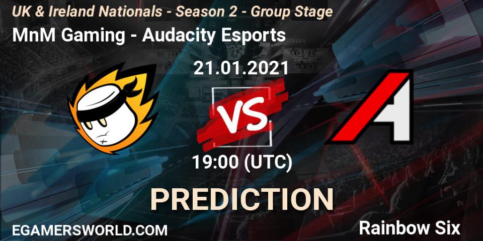 MnM Gaming vs Audacity Esports: Betting TIp, Match Prediction. 21.01.2021 at 19:00. Rainbow Six, UK & Ireland Nationals - Season 2 - Group Stage